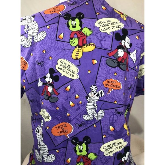 DISNEY Mickey Mouse Halloween Characters Mummy Frankenstein Mummy Scrub S/CH - Picture 2 of 11